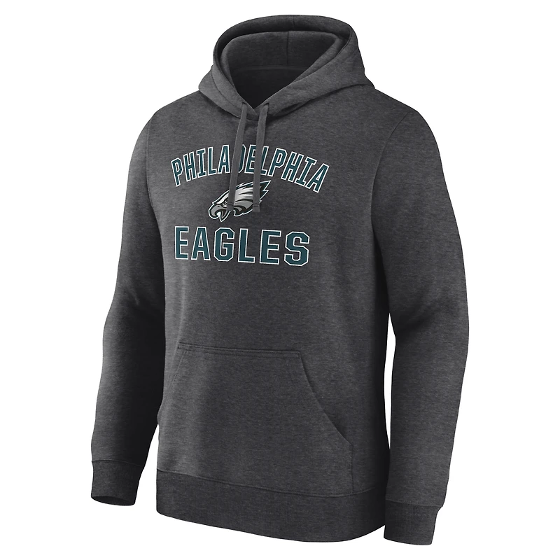 Men's Logo Athletic Heather Charcoal Philadelphia Eagles Arch Victory Hoodie