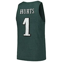 Débardeur tri-mélange vert Majestic Threads Jalen Hurts pour hommes avec nom et numéro des Eagles de Philadelphie
