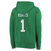 Majestic Threads pour hommes Jalen Hurts Kelly Green Philadelphia Eagles Nom et numéro Tri-Blend Pull à capuche