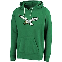 Majestic Threads Kelly Green Philadelphia Eagles Throwback Raglan Tri-Blend Pull à capuche pour hommes