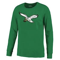 T-shirt à manches longues avec nom et numéro Majestic Threads Saquon Barkley Kelly Green Philadelphia Eagles pour hommes