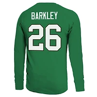 T-shirt à manches longues avec nom et numéro Majestic Threads Saquon Barkley Kelly Green Philadelphia Eagles pour hommes