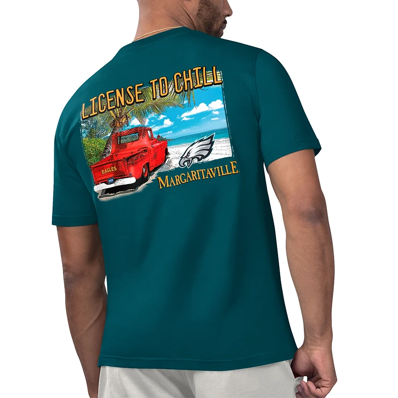 Men's Margaritaville Midnight Green Philadelphia Eagles License to Chill T-Shirt