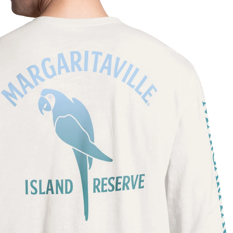 Men's Margaritaville White/Light Blue Philadelphia Eagles Island Reserve Long Sleeve Slub Henley Shirt