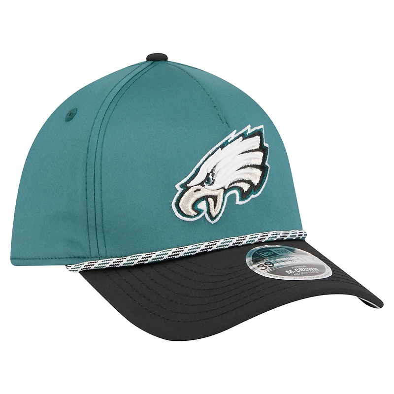 Men's Midnight Green/Black Philadelphia Eagles Rope M-Crown A-Frame 39THIRTY Flex Hat