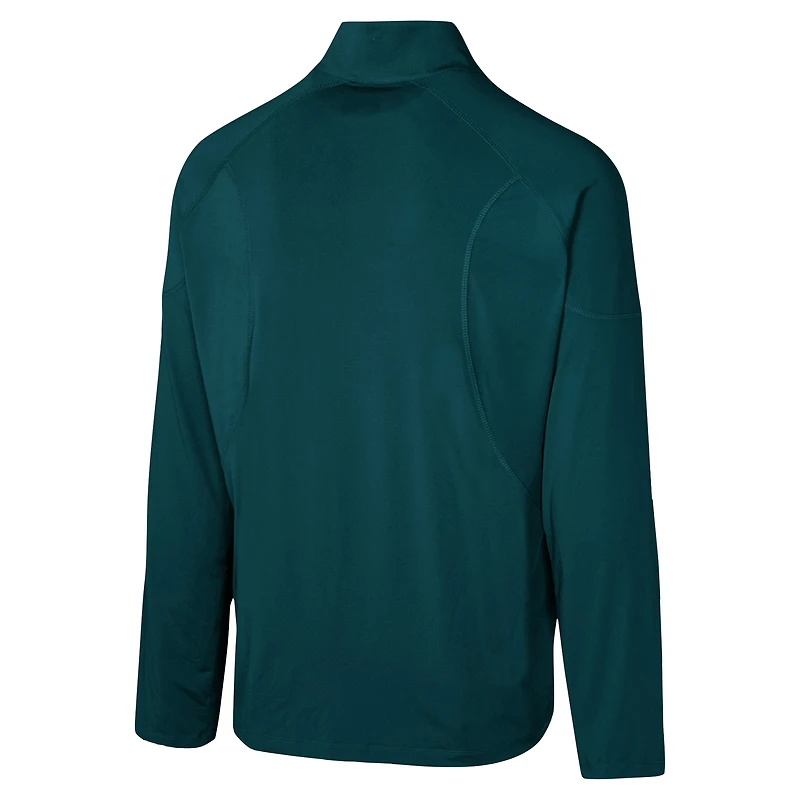 Haut à quart de zip vert nuit des Philadelphia Eagles Grind Iron pour hommes