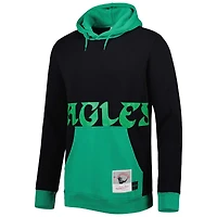 Men's Mitchell & Ness Black/Midnight Green Philadelphia Eagles Big Tall Face Pullover Hoodie