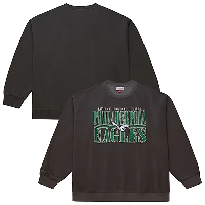 Men's Mitchell & Ness  Black Philadelphia Eagles Downtown Crew Vintage Logo Sweatshirt
