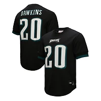 T-shirt en maille Mitchell & Ness pour homme, noir, Brian Dawkins, Philadelphia Eagles, avec nom et numéro de joueur retraité.
