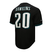 T-shirt en maille Mitchell & Ness pour homme, noir, Brian Dawkins, Philadelphia Eagles, avec nom et numéro de joueur retraité.