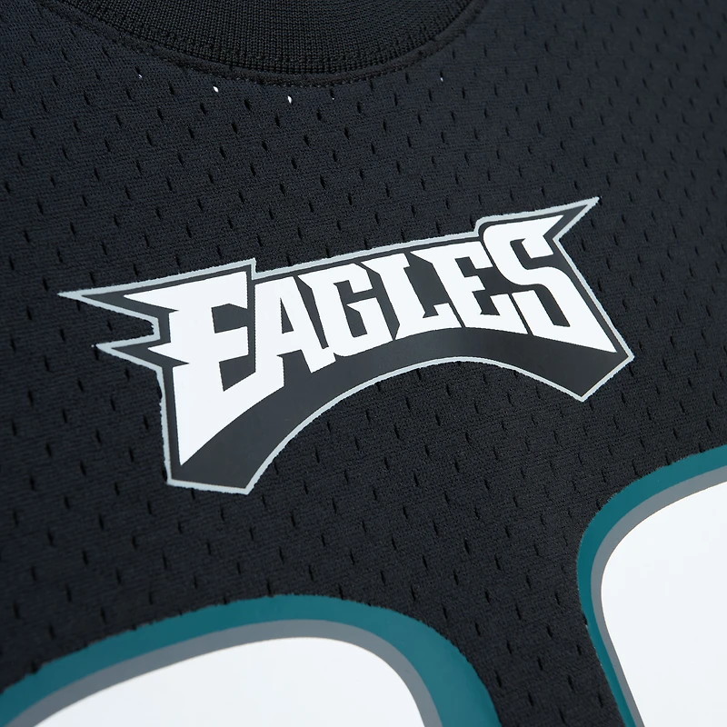 T-shirt en maille Mitchell & Ness pour homme, noir, Brian Dawkins, Philadelphia Eagles, avec nom et numéro de joueur retraité.