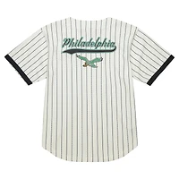 Maillot de mode Mitchell & Ness crème Philadelphia Eagles pour hommes, grandes tailles, en maille épaisse et boutonnée