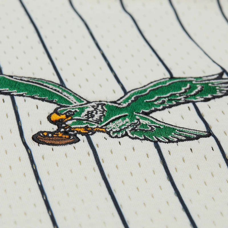 Maillot de mode Mitchell & Ness crème Philadelphia Eagles pour hommes, grandes tailles, en maille épaisse et boutonnée