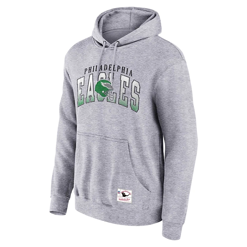 Men's Mitchell & Ness  Heather Gray Philadelphia Eagles Pocket Passer Pullover Hoodie
