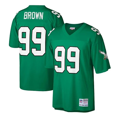 Maillot réplique Mitchell & Ness pour homme, modèle Kelly Green, des Eagles de Philadelphie, grande taille, 1990, porté par Jerome Brown, joueur retraité.