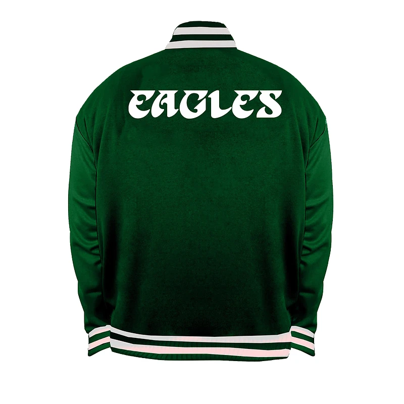 Veste réversible à fermeture éclair intégrale Mitchell & Ness Kelly Green/Silver Philadelphia Eagles Big Tall pour homme
