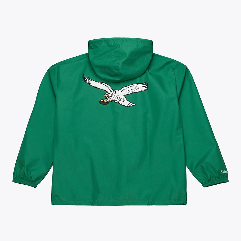 Men's Mitchell & Ness Kelly Green Philadelphia Eagles Coaches Full-Snap Hooded Windbreaker Jacket