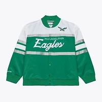 Men's Mitchell & Ness  Kelly Green Philadelphia Eagles Head Coach Lightweight Full-Snap Satin Jacket
