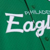Maillot de mode Mitchell & Ness Kelly Green Philadelphia Eagles Head Coach en maille à boutons pour homme