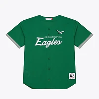 Maillot de mode Mitchell & Ness Kelly Green Philadelphia Eagles Head Coach en maille à boutons pour homme