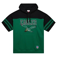 Men's Mitchell & Ness Kelly Green Philadelphia Eagles  Off Field Vintage Logo Short Sleeve Pullover Hoodie