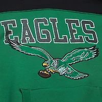 Men's Mitchell & Ness Kelly Green Philadelphia Eagles  Off Field Vintage Logo Short Sleeve Pullover Hoodie