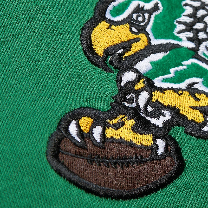 Men's Mitchell & Ness Kelly Green Philadelphia Eagles  Off Field Vintage Logo Short Sleeve Pullover Hoodie