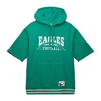 Sweat à capuche manches courtes d'avant-match Kelly Green de Mitchell & Ness pour homme des Philadelphia Eagles