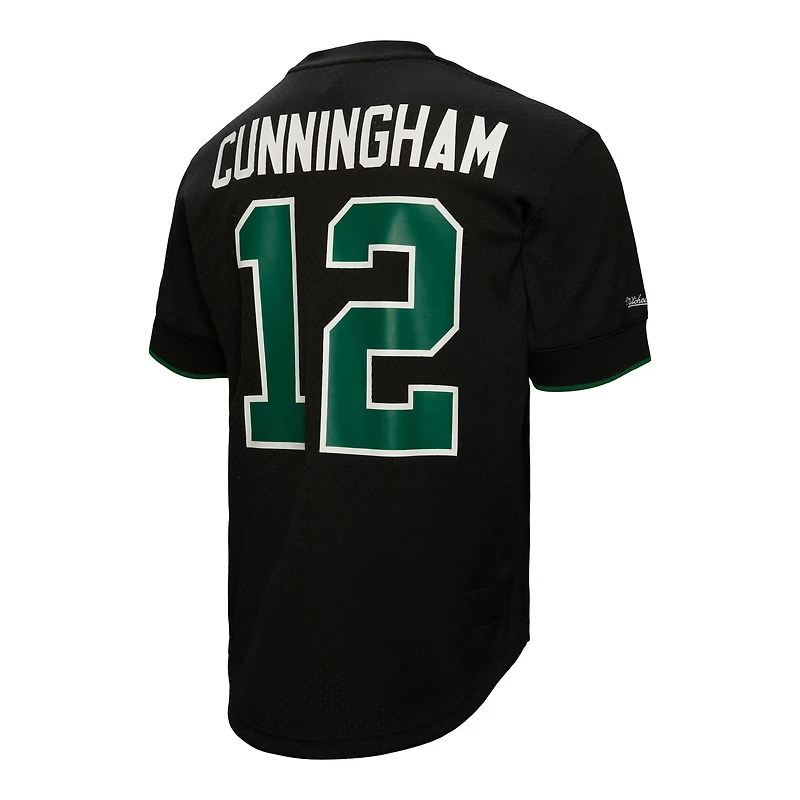 T-shirt en maille Mitchell & Ness pour homme, noir, à l'effigie de Randall Cunningham, joueur retraité des Eagles Philadelphie.