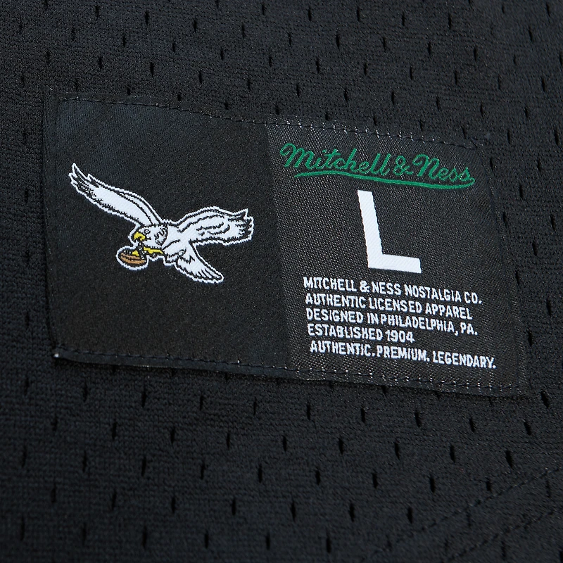 Haut en maille noir pour homme avec nom et numéro de joueur retraité des Philadelphia Eagles, Mitchell & Ness Randall Cunningham
