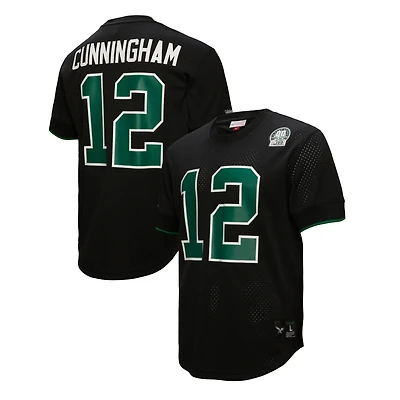 Haut en maille noir pour homme avec nom et numéro de joueur retraité des Philadelphia Eagles, Mitchell & Ness Randall Cunningham