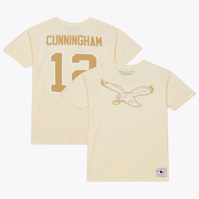 T-shirt Mitchell & Ness Randall Cunningham crème Philadelphia Eagles Sandman avec nom et numéro pour homme