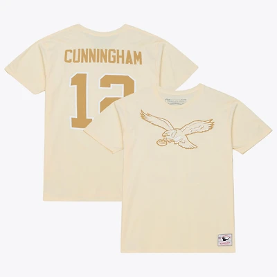 Men's Mitchell & Ness Randall Cunningham Cream Philadelphia Eagles Sandman Name Number T-Shirt