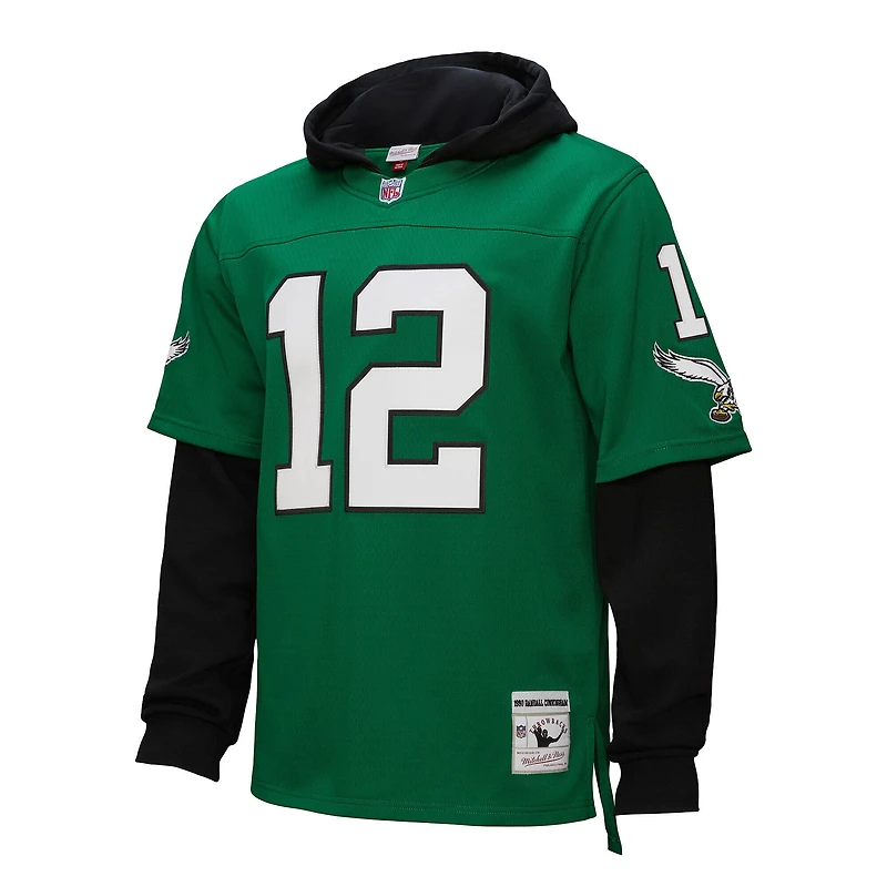 Sweat à capuche pour homme Mitchell & Ness Randall Cunningham Kelly Green Philadelphia Eagles Player Name Number Legacy Jersey