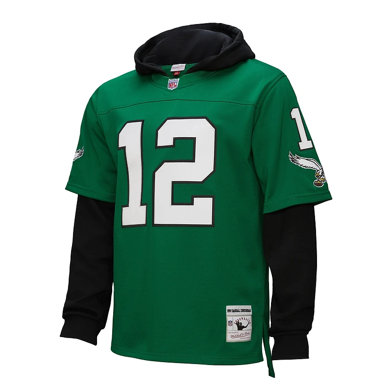 Sweat à capuche pour homme Mitchell & Ness Randall Cunningham Kelly Green Philadelphia Eagles Player Name Number Legacy Jersey