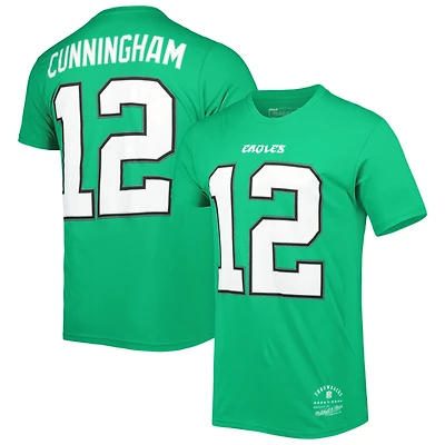 T-shirt homme Mitchell & Ness Randall Cunningham Kelly Green, joueur retraité des Philadelphia Eagles, avec logo, nom et numéro