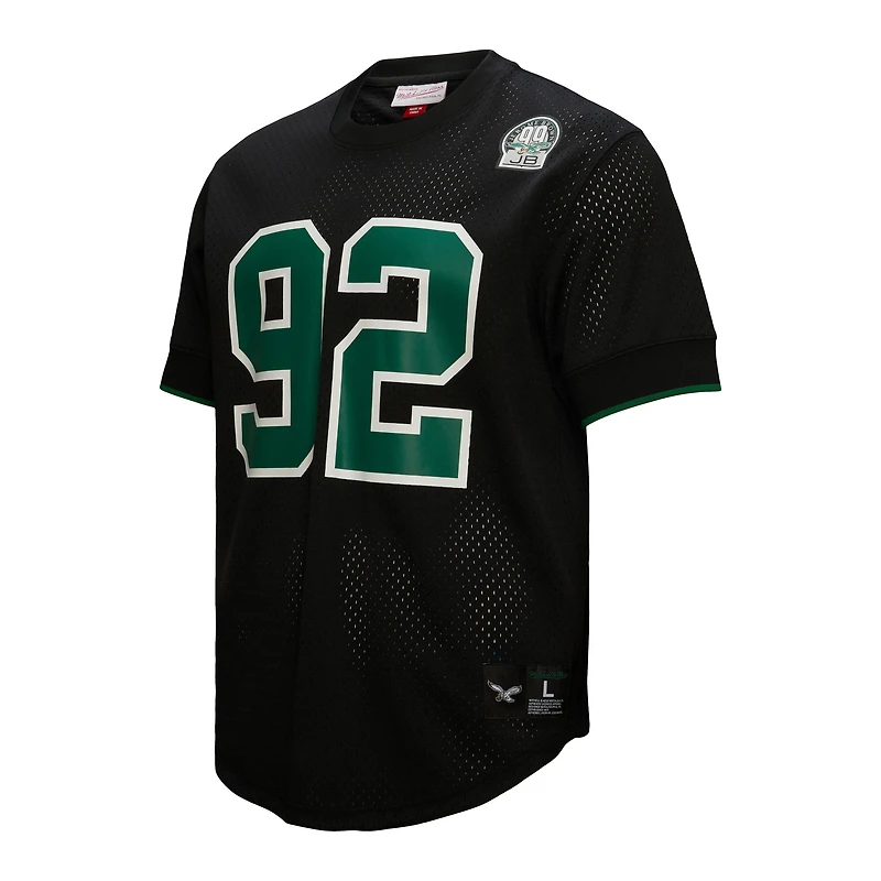 Mitchell & Ness Reggie pour homme Blanc Noir Philadelphia Eagles Retired Player Name Number Mesh Top