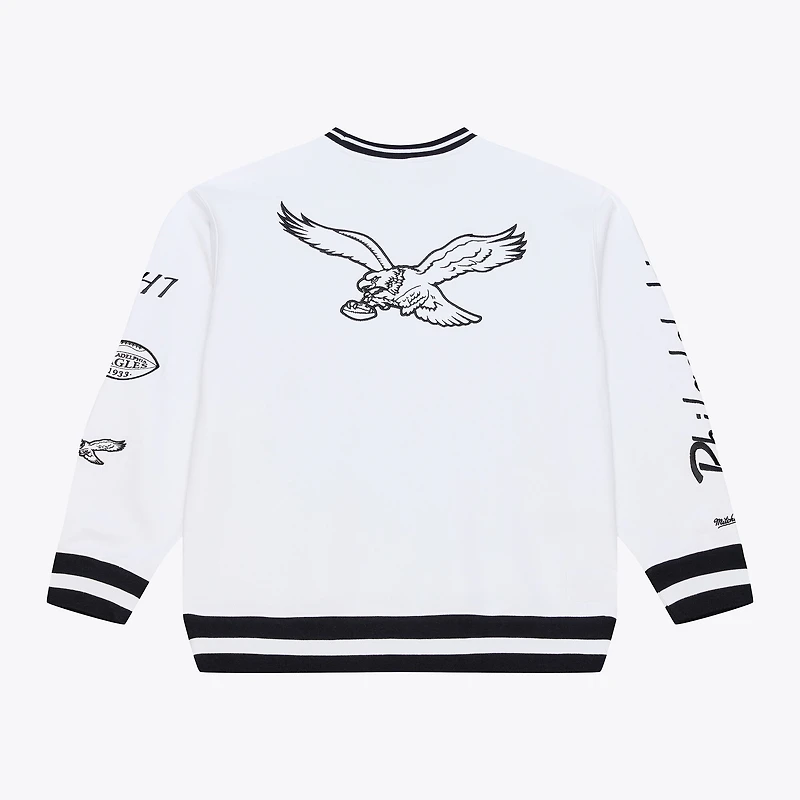 Men's Mitchell & Ness  White Philadelphia Eagles Arctic Fleece Sweatshirt