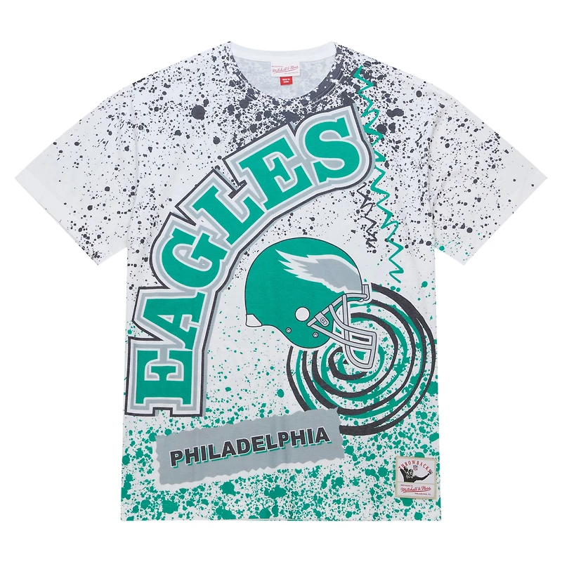 Men's Mitchell & Ness White Philadelphia Eagles Big Tall Allover Print T-Shirt