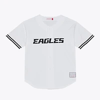Men's Mitchell & Ness White Philadelphia Eagles Monochrome Mesh Full-Button Baseball Jersey