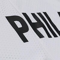 Men's Mitchell & Ness White Philadelphia Eagles Monochrome Mesh Full-Button Baseball Jersey
