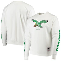 Men's Mitchell & Ness White Philadelphia Eagles Rings VIP Champions Pullover Sweater