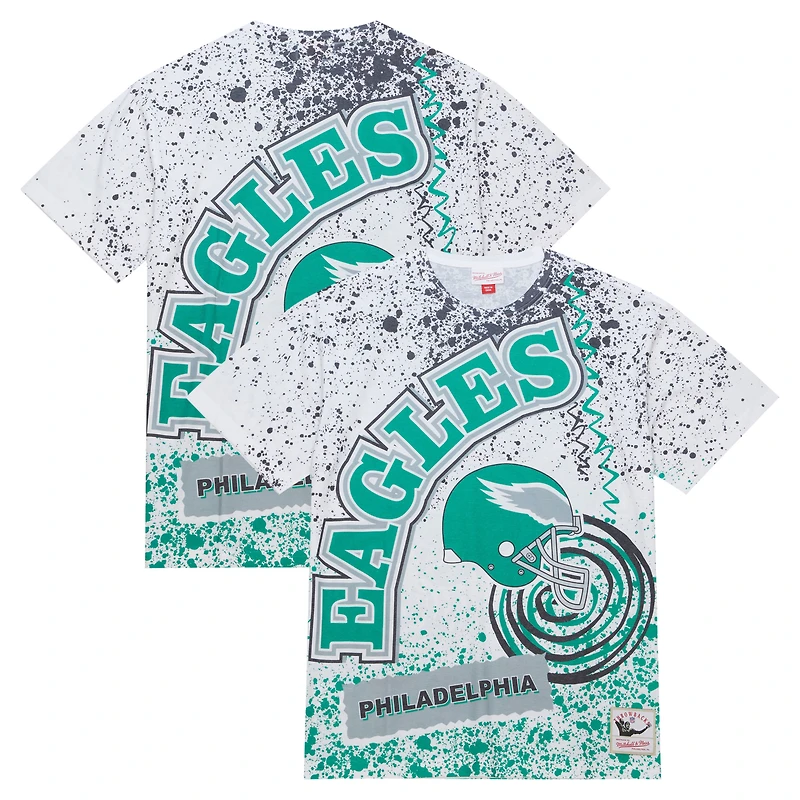 T-shirt sublimé Mitchell & Ness blanc Philadelphia Eagles pour homme