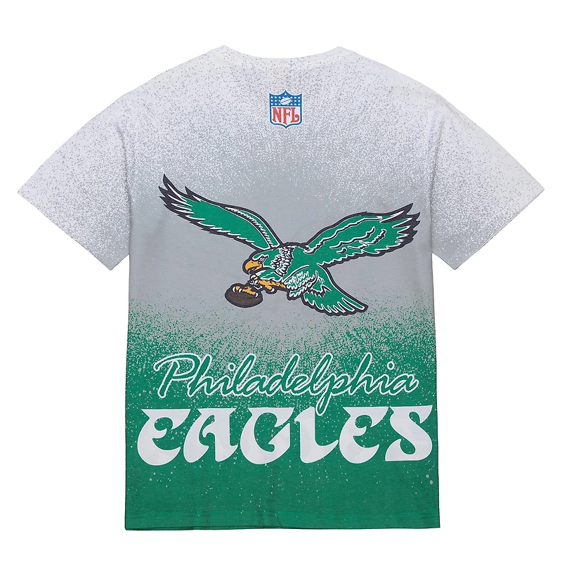 Men's Mitchell & Ness  White Philadelphia Eagles Team Burst Vintage Logo T-Shirt
