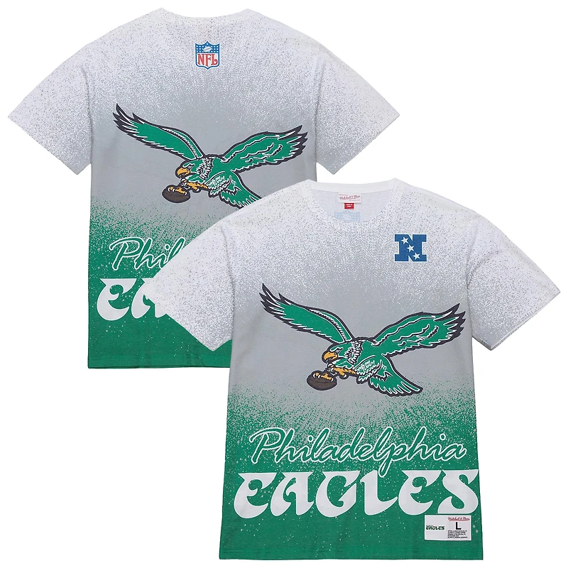 Men's Mitchell & Ness  White Philadelphia Eagles Team Burst Vintage Logo T-Shirt