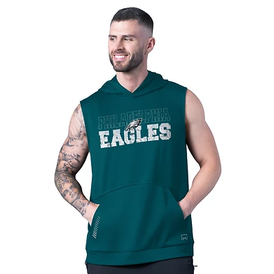 Men's MSX by Michael Strahan Green Philadelphia Eagles Tri-Blend Rebound Sleeveless Hoodie