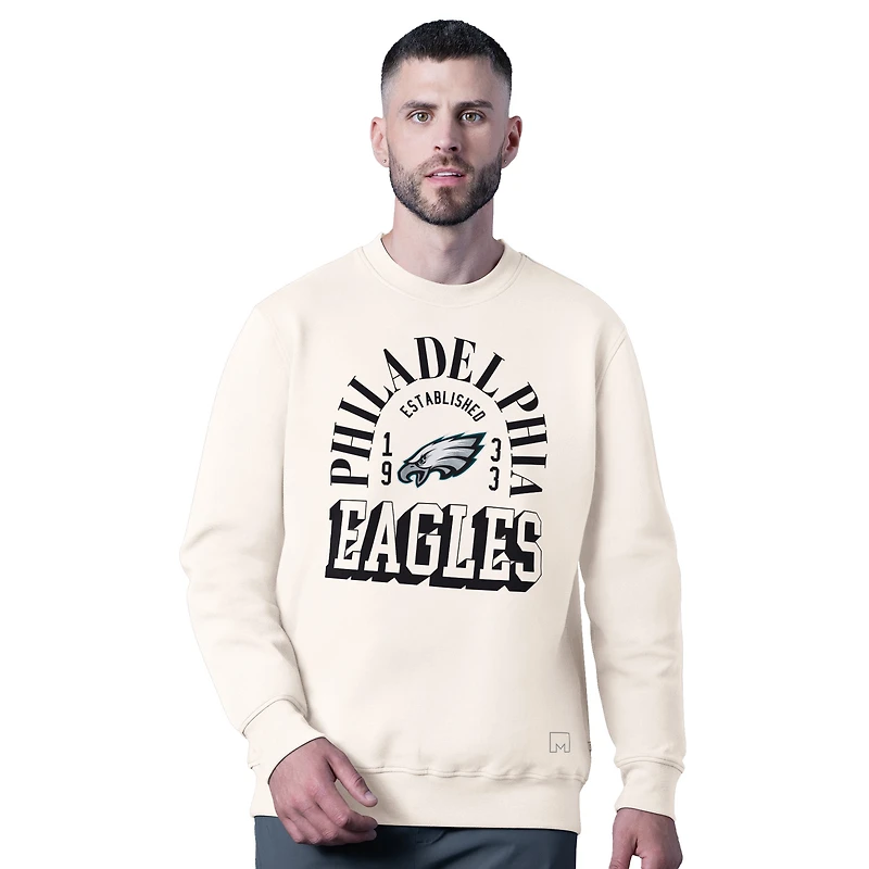 Men's MSX by Michael Strahan White Philadelphia Eagles Whiteout Tri-Blend Sweatshirt