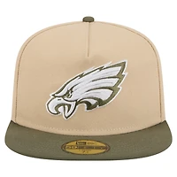 Casquette ajustée A-Frame 59FIFTY pour homme, coloris beige/olive, des Philadelphia Eagles, New Era