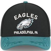 Men's New Era Black/Midnight Green Philadelphia Eagles 2025 NFL Draft 9FORTY M-Crown A-Frame Adjustable Hat