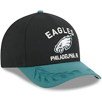 Men's New Era Black/Midnight Green Philadelphia Eagles 2025 NFL Draft 9FORTY M-Crown A-Frame Adjustable Hat